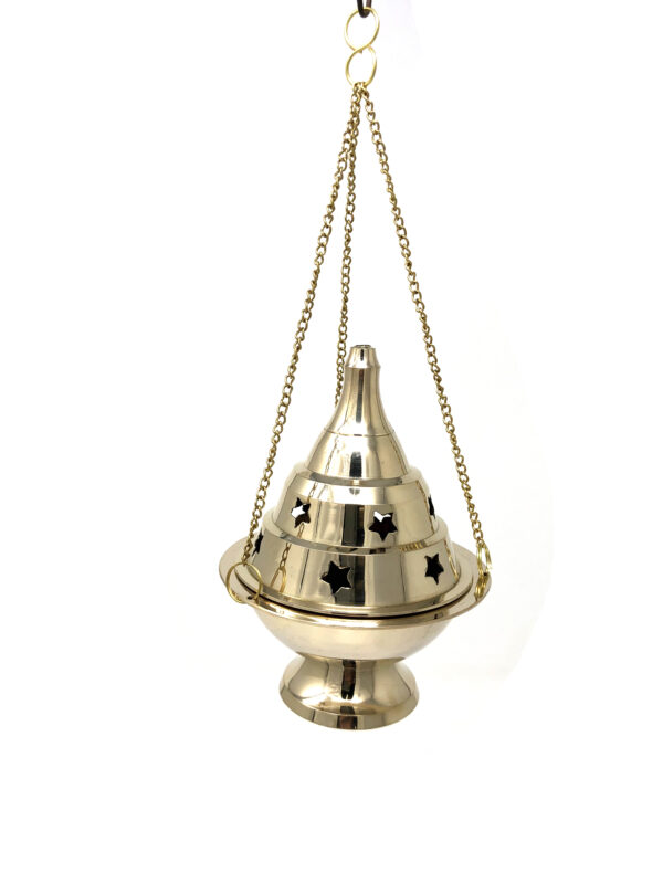 Shreyshti Brass Hanging Burner Medium, approx 5" for charcoal, cones etc.